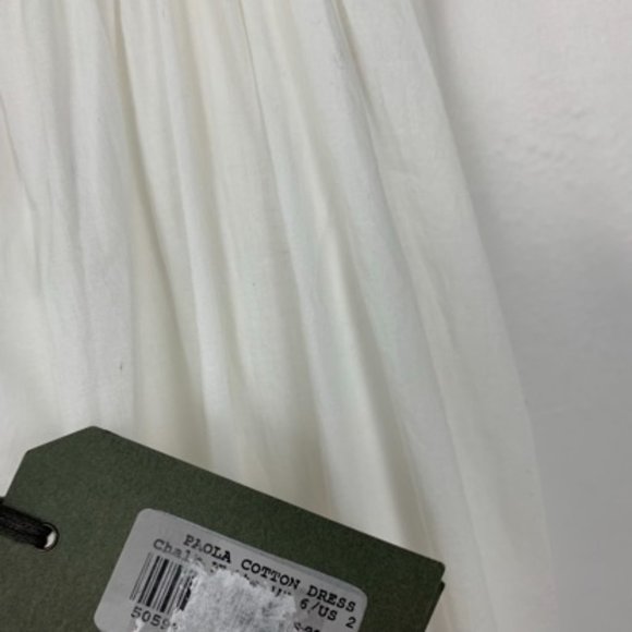 Allsaints Paola Cotton Midi Ruffle Eyelet Open Back Dress Chalk White - Picture 12 of 12